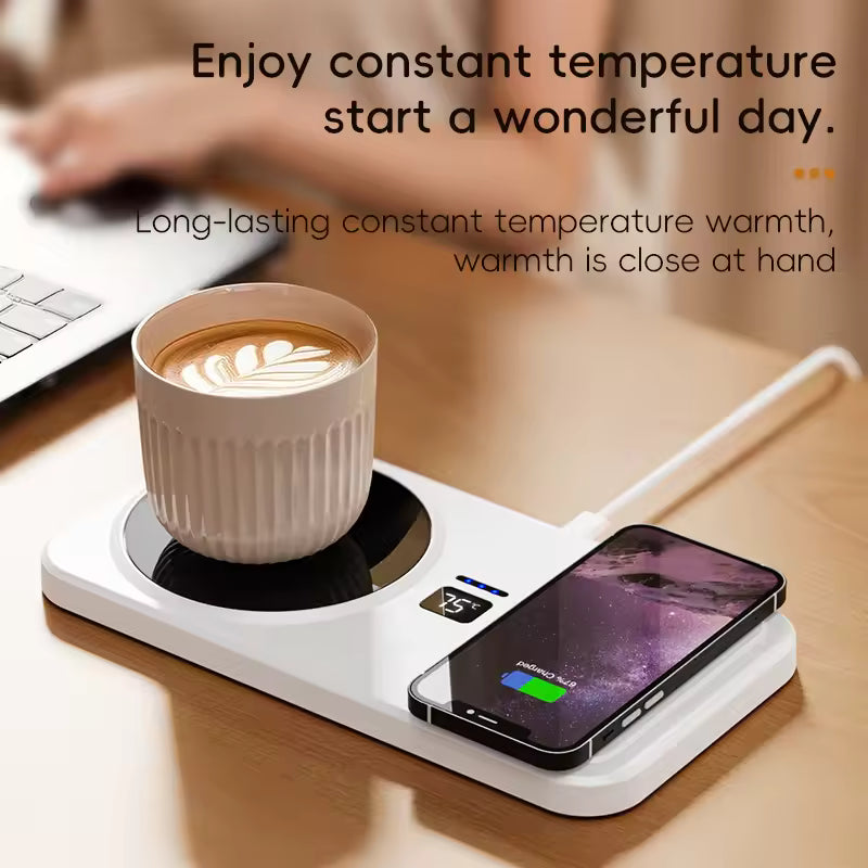 2-in-1 Coffee Mug Warmer & Wireless Charger | Multi-Functional Heating Coaster(professional Gift)