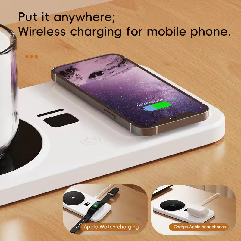 2-in-1 Coffee Mug Warmer & Wireless Charger | Multi-Functional Heating Coaster(professional Gift)