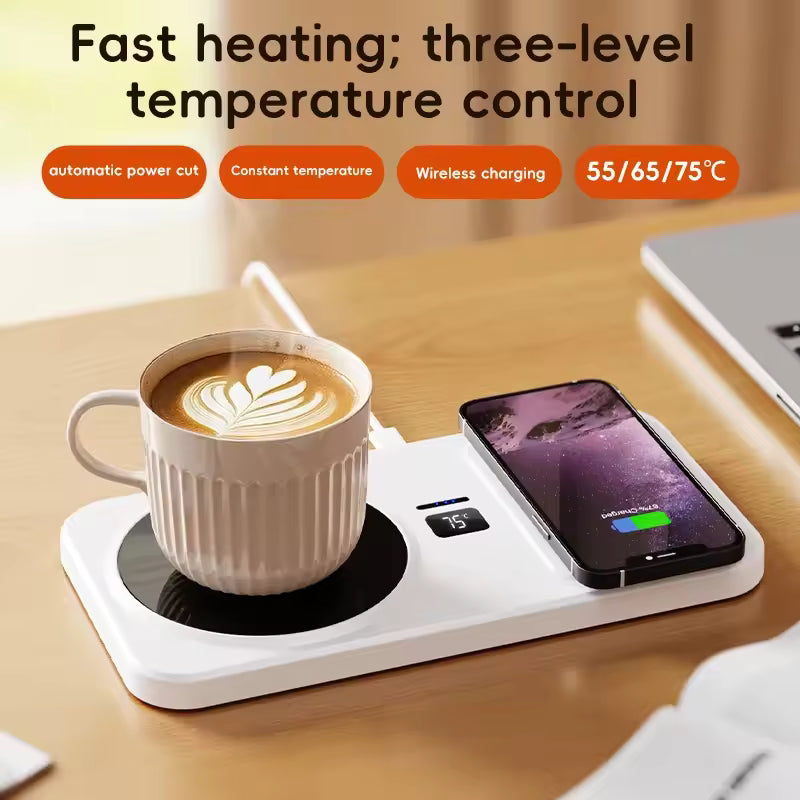 2-in-1 Coffee Mug Warmer & Wireless Charger | Multi-Functional Heating Coaster(professional Gift)