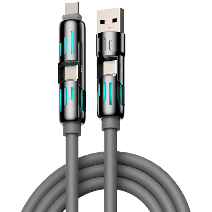 ⚡ 4-in-1 LED Multi USB Charging Cable – 3A Fast Charge & Data Transfer