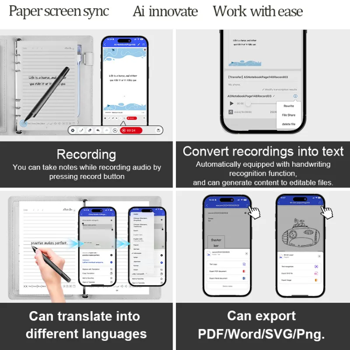 🧠 AI Smart Notebook Write sync App support fingerprint lock multifuctional notebook