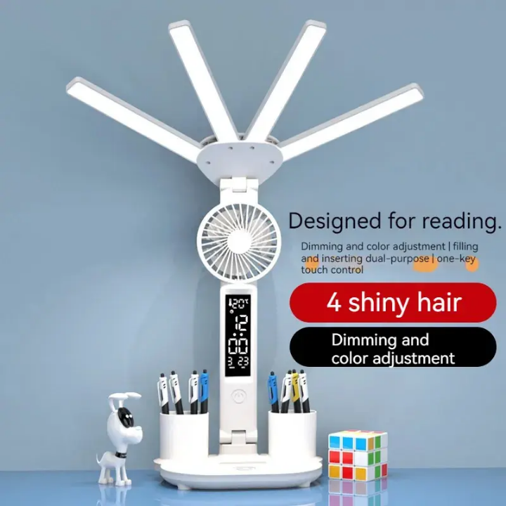 💡 Modern 4-Head LED Desk Lamp – Adjustable, Dimmable & Multi-Functional