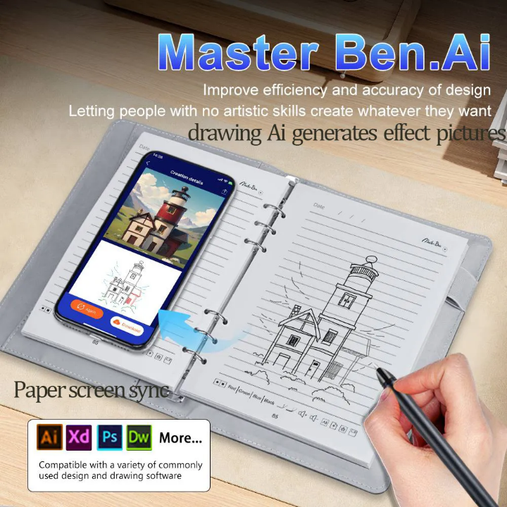 🧠 AI Smart Notebook Write sync App support fingerprint lock multifuctional notebook