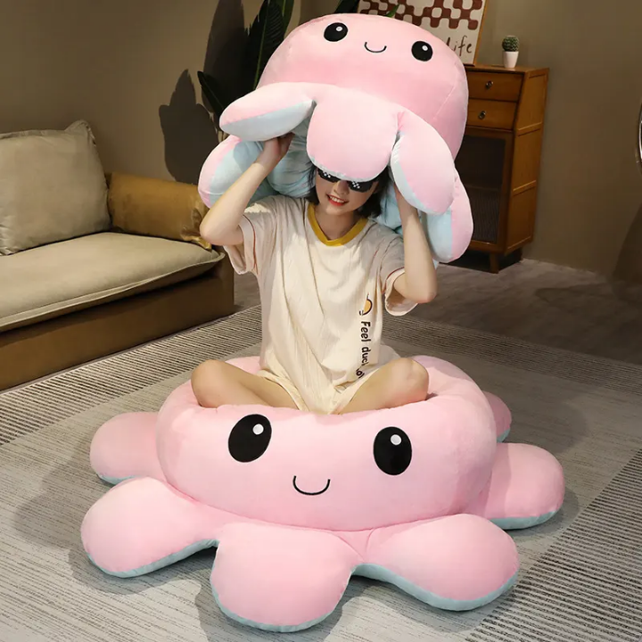 🐙 Super Soft Double-Sided Flip Octopus Doll Pillow – Large Plush Toy & Comforter