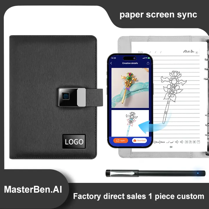 🧠 AI Smart Notebook Write sync App support fingerprint lock multifuctional notebook