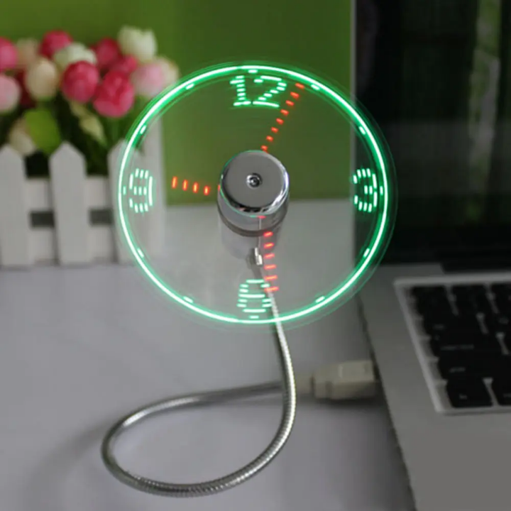 🌪️ Portable Mini USB Fan clock temperature – Smart Cooling with LED Display & Clock