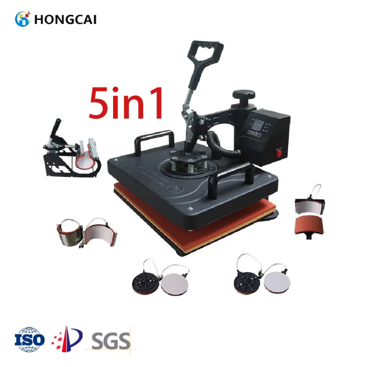 🔥5-in-1 Multi-Functional T-shirt Mug Cap printing Machine – Versatile Heat Press for Creative printing